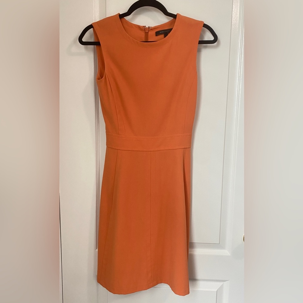 BCBG Max Azria Tangerine Sheath Cocktail Dress, Zipper Back, Size 0